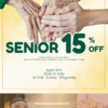 Senior 15% off dine-in discount at Pho Hoa Canada — hands of three generations joined together